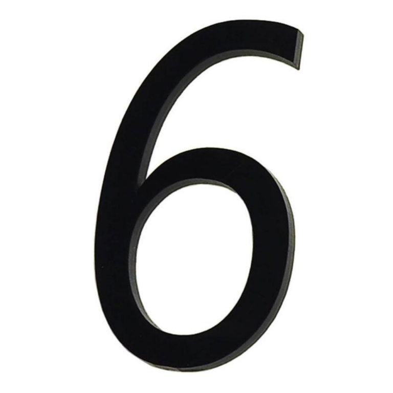 Huisnummer in zwarte PVC nr 6
